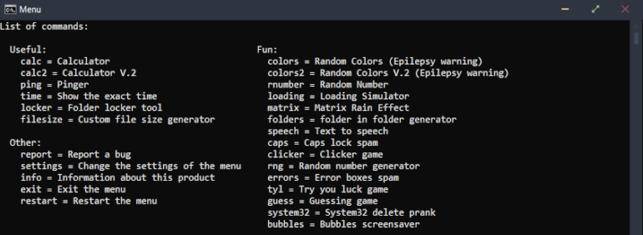 Command Menu